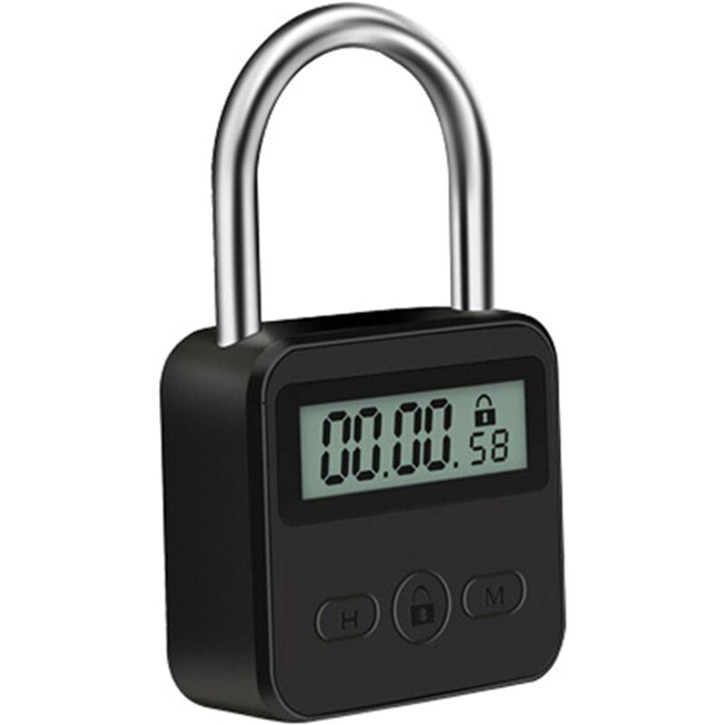 foto del prodotto sollbry lucchetto con timer in metallo, lucchetto con timer ricaricabile tramite usb con display lcd, micro lucchetto elettronico multifunzione,