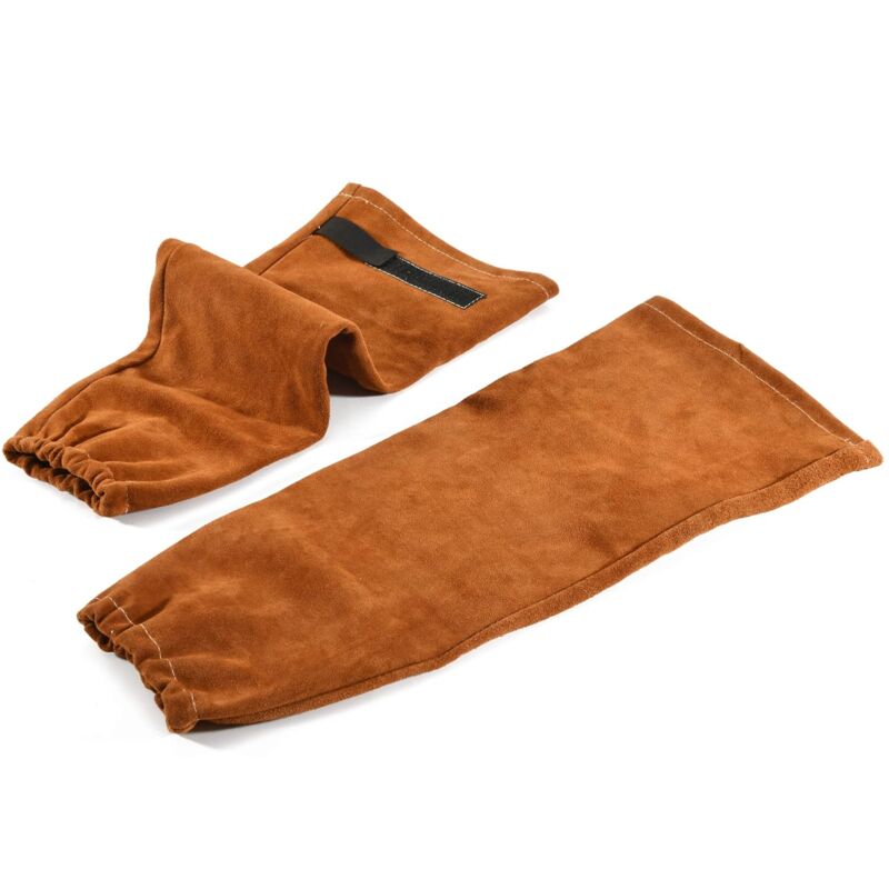 foto del prodotto sollbry manicotti per saldatura per uomo e donna, in pelle di vacchetta e fodera antiaderente, ignifughi e resistenti, per la protezione del