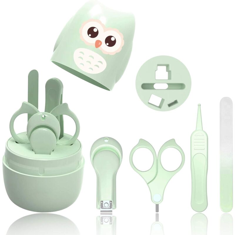 immagine 0 del prodotto sollbry manicure per bambini kit 4 in 1 con custodia, tagliaunghie, forbici, lima e pinzette kit per la cura delle unghie di neonati e bambini