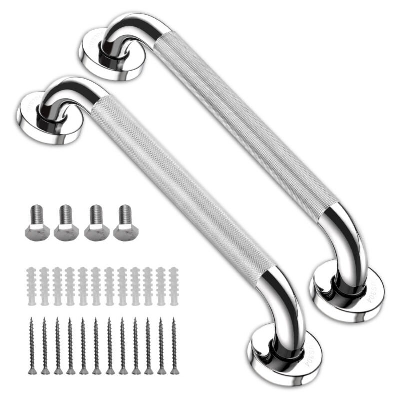 foto del prodotto sollbry maniglia di sostegno antiscivolo per doccia, barra di sostegno per bagno in acciaio inox cromato, barra di equilibrio zigrinata per bagno,