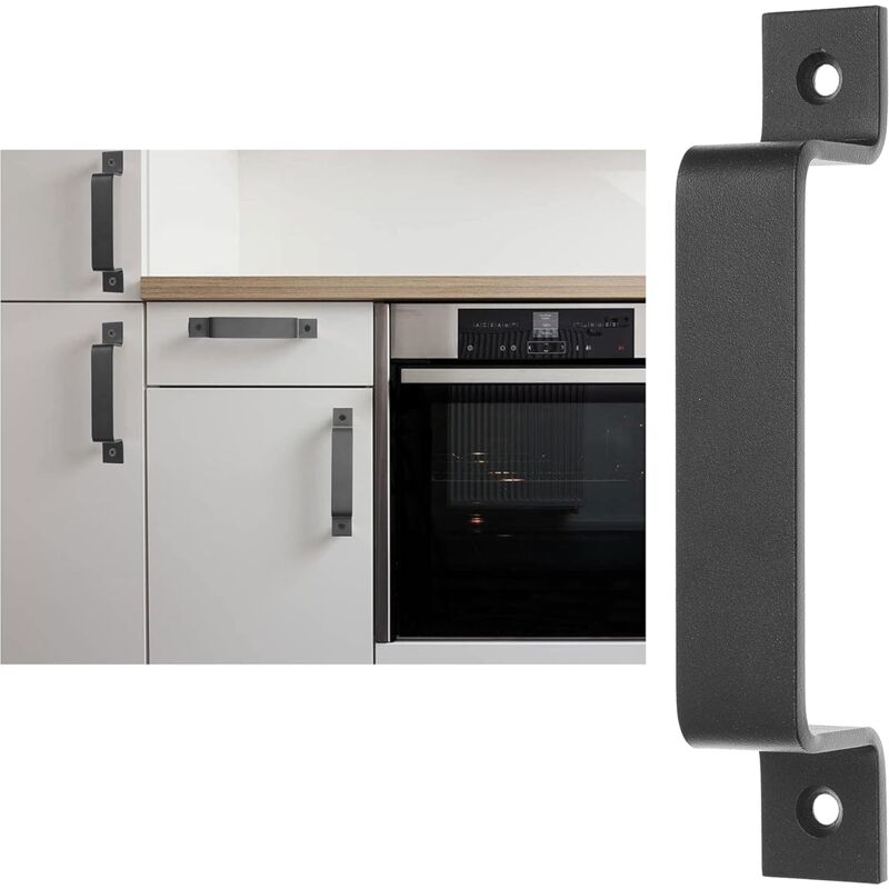 foto del prodotto sollbry maniglia per porta da fienile nera maniglia solida finitura liscia un aspetto rustico per porte e mobili da cucina