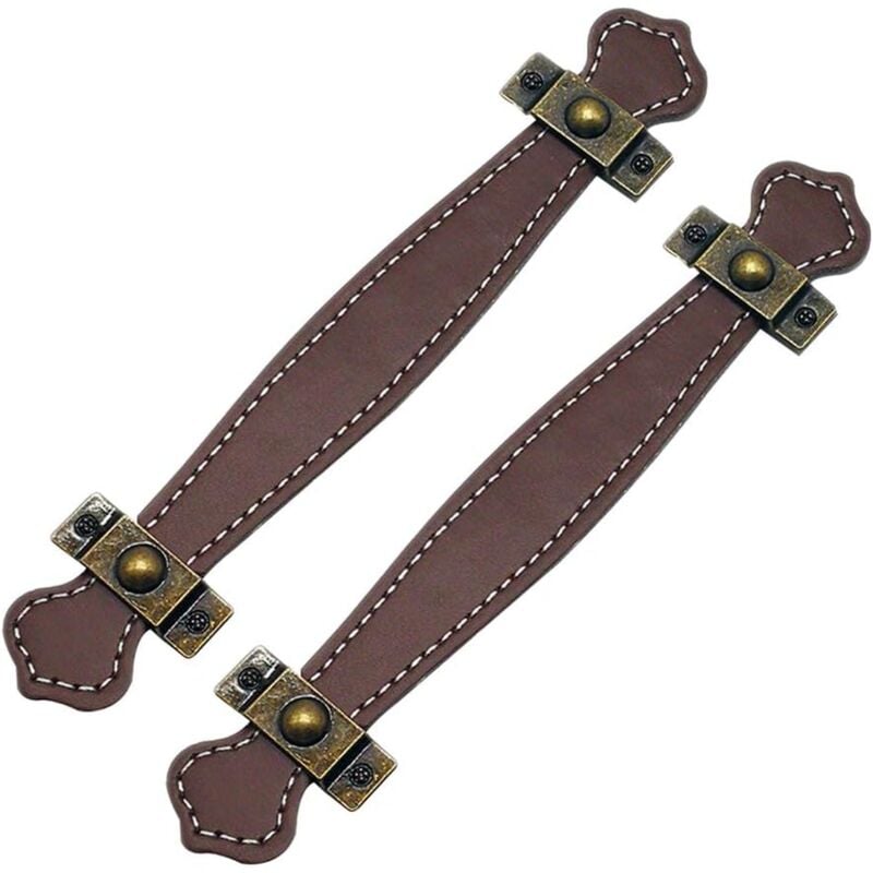 foto del prodotto sollbry maniglie per cassetti in pelle, stile vintage, per valigie, armadietti e mobili, con viti, marrone 128 mm 