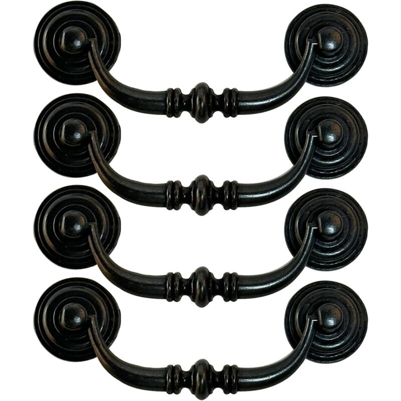 foto del prodotto sollbry maniglie per cassetti in stile antico con viti, gancio retr decorativo, 12,5 cm, cucina, nero