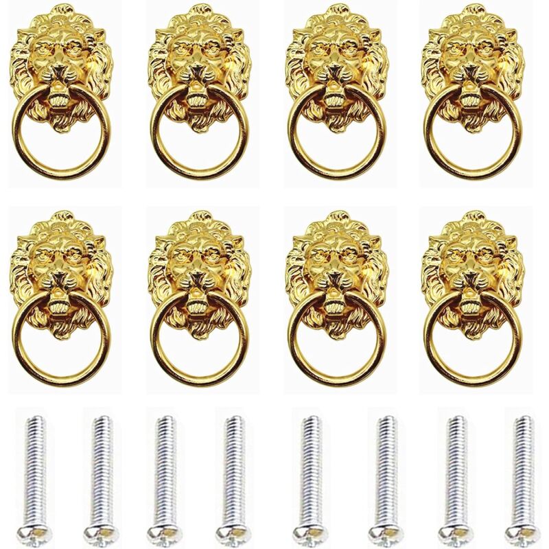 foto del prodotto sollbry maniglie per mobili a forma di testa di leone, maniglie per cassetti a forma di leone antico, anelli per cassetti a forma di testa di