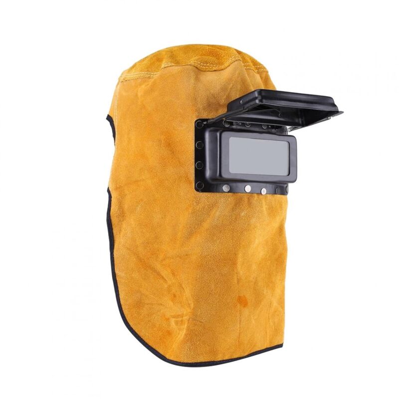foto del prodotto sollbry maschera per saldatura, cappuccio per saldatura, saldatore in pelle confortevole, cappuccio da lavoro, maschera per saldatura resistente al