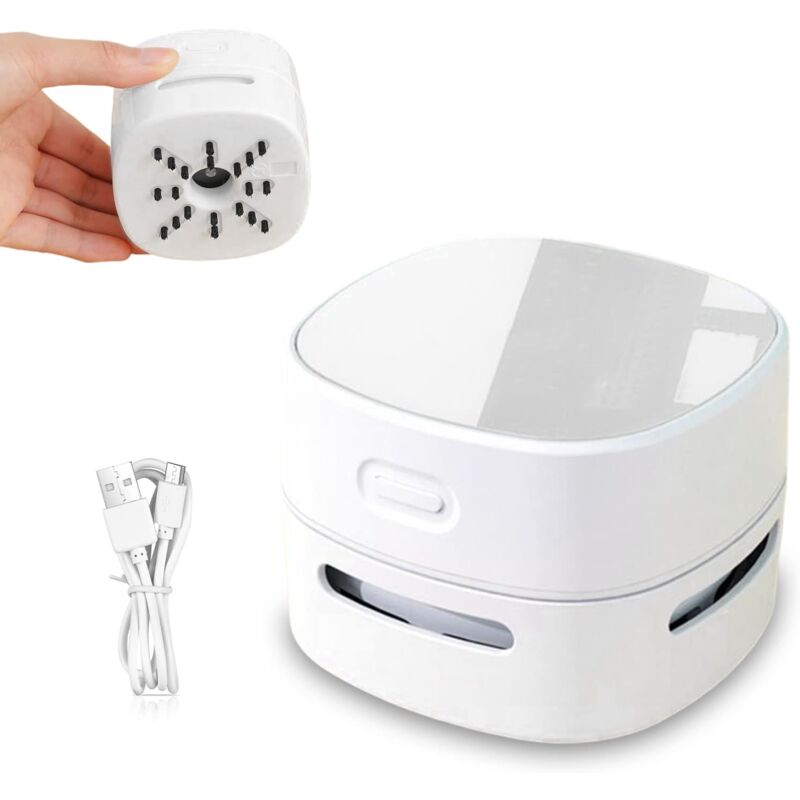 foto del prodotto sollbry mini aspirapolvere da tavolo senza fili, ricaricabile tramite usb, rotazione a 360 , mini aspirapolvere portatile per tavolo, scrivania,