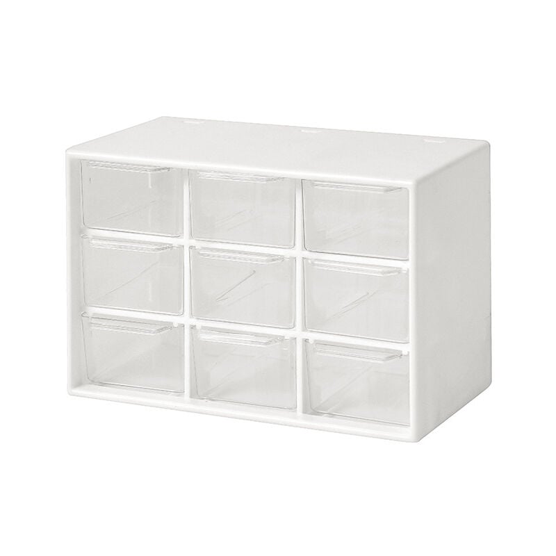 foto del prodotto sollbry mini cassetti portaoggetti, piccoli contenitori impilabili a 9 cassetti, scatola di plastica trasparente per scrivania, camera da letto,