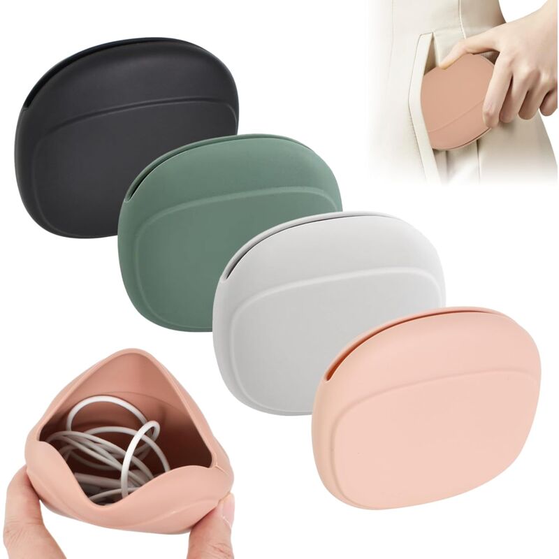 foto del prodotto sollbry mini custodie in silicone per cuffie, custodia piccola, custodia per cavi e caricabatterie, custodia in silicone, auricolari protettivi per