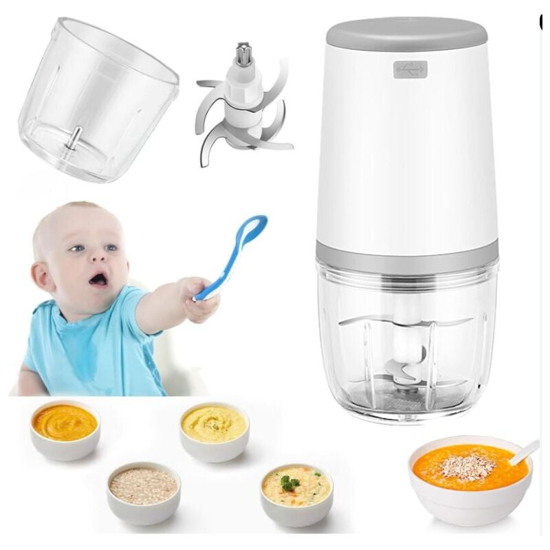 foto del prodotto sollbry mini frullatori per bambini, mini robot da cucina, frullatore per bambini da 300 ml, mini tritatutto elettrico, mini robot da cucina con