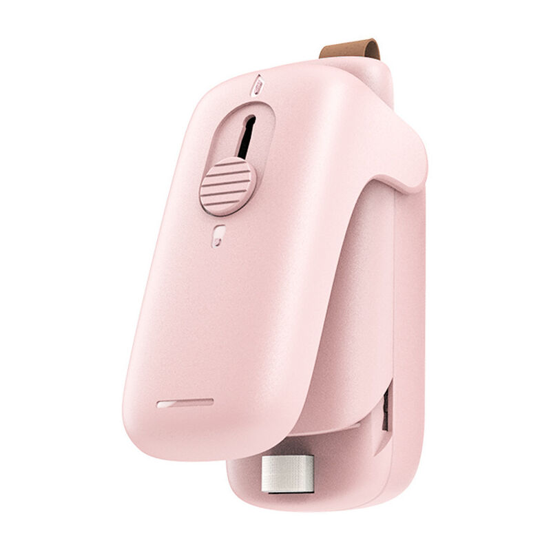 foto del prodotto sollbry mini sigillatrice portatile per sacchetti 2 in 1 con coulisse, utilizzata per sigillare sacchetti di plastica per conservare snack rosa 