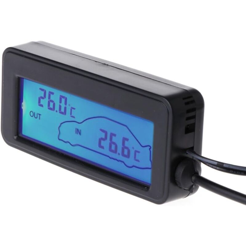 foto del prodotto sollbry mini termometro digitale per auto, per interni ed esterni, display lcd da 12 v con sensore via cavo