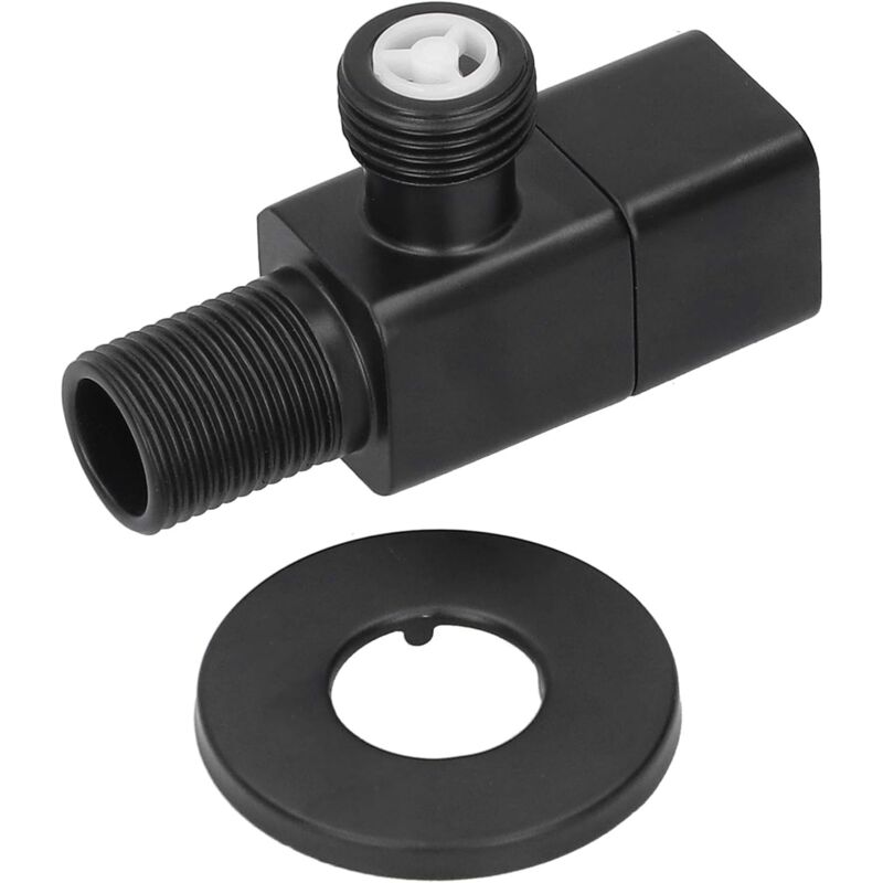 foto del prodotto sollbry miscelatore con valvola angolare g1 2, valvola di arresto dell acqua, angolo di scarico, accessorio per lavabo, bagno, wc, nero