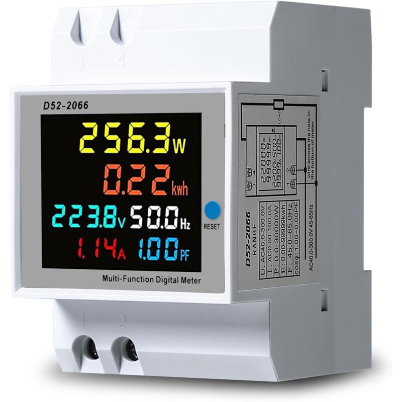 foto del prodotto sollbry misuratore di consumo elettrico, misuratore di tensione, corrente, frequenza, potenza, 100 a, 6 in 1, guida din, 220 v, ac40 300 v, ct