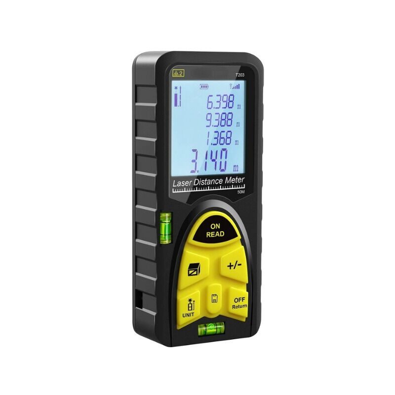 foto del prodotto sollbry misuratore laser da 60 m, strumento di misurazione digitale portatile con impugnatura, livelle a bolla, ampio display lcd retroilluminato e