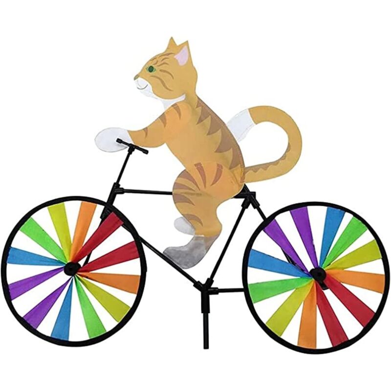 foto del prodotto sollbry mulino a vento a forma di animale, mulino a vento carino in bicicletta, mulino a vento a forma di gatto, giardino, prato, cortile, sabbia,