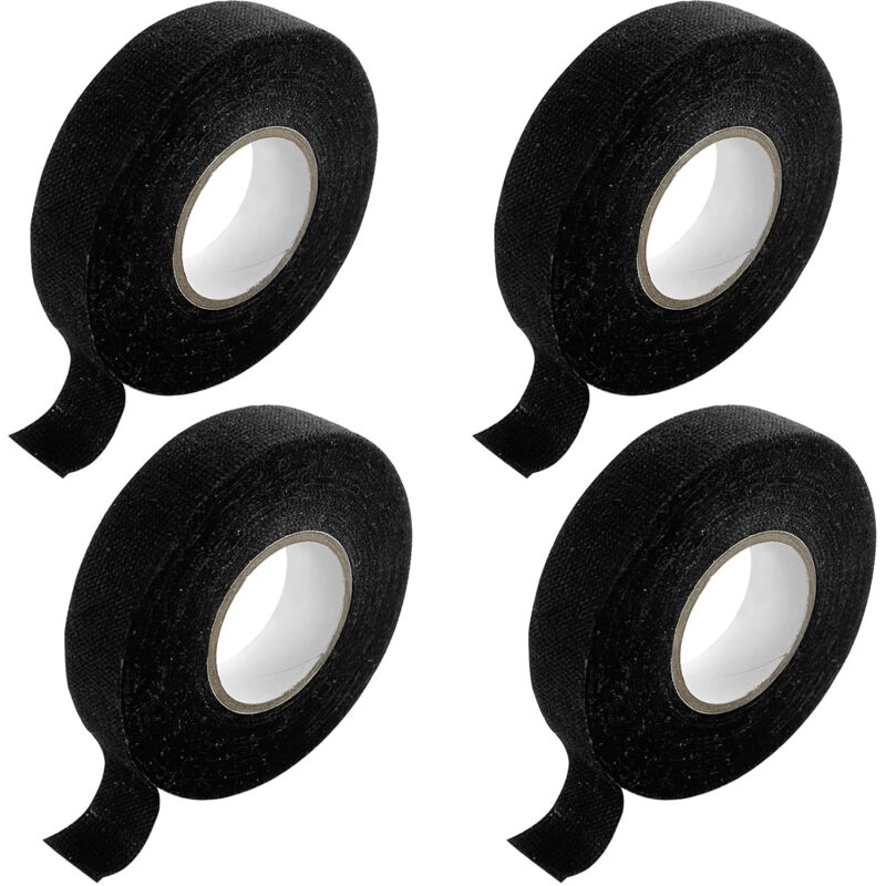 foto del prodotto sollbry nastro adesivo per cavi nero, 4 pezzi, nastro in tessuto per auto da 19 mm x 15 m, nastro isolante, nastro autoadesivo per cablaggi, per
