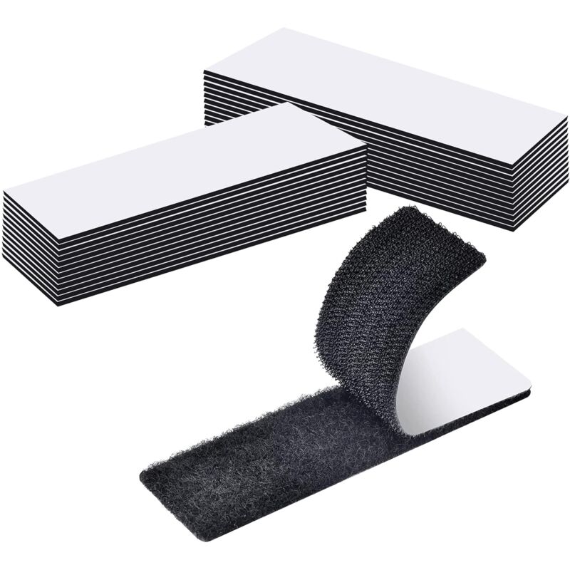 foto del prodotto sollbry nastro biadesivo biadesivo, 24 paia di nastro adesivo in nylon nero con gancio e passante, nastro biadesivo extra forte, rettangolo 10 cm 