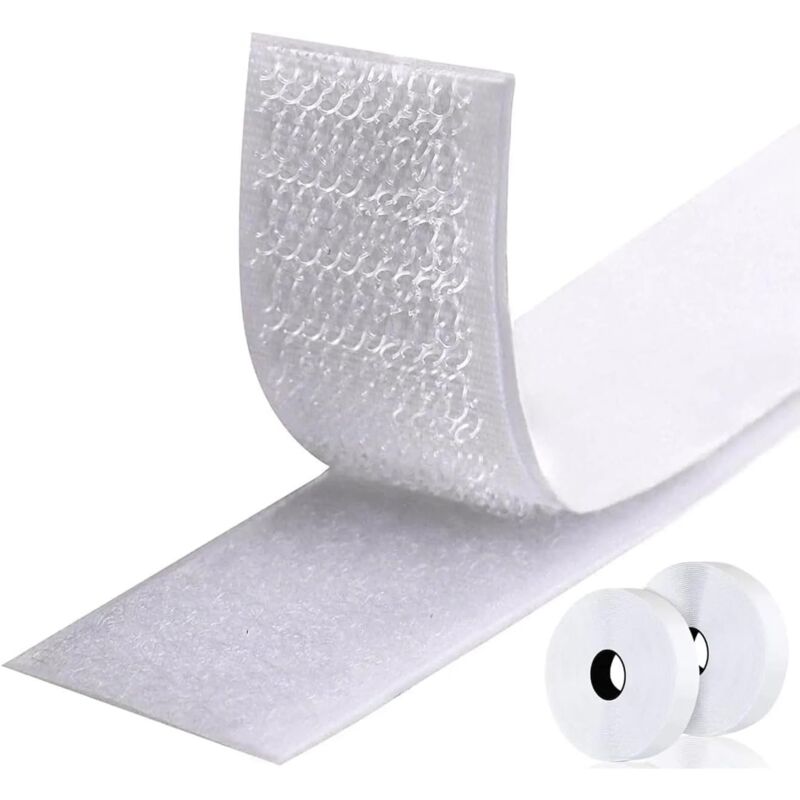 foto del prodotto sollbry nastro in velcro da 3 cm x 4 m, strisce in velcro con retro adesivo, strisce con adesivo bianco