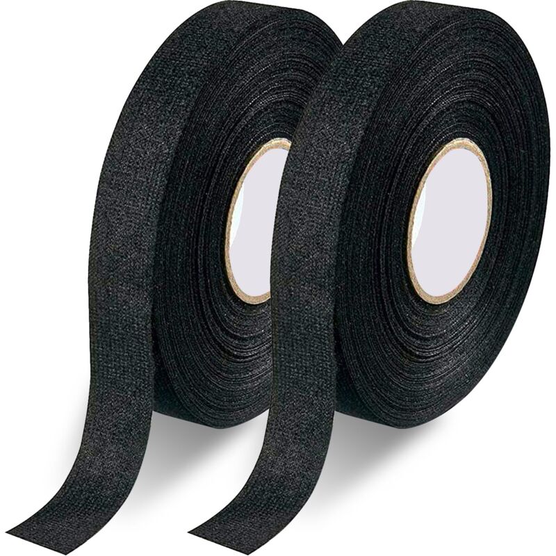 foto del prodotto sollbry nastro isolante elettrico in tessuto, 2 pezzi, 10 m x 15 mm, nastro per cablaggio in flanella nera, nastro per cavi automobilistici