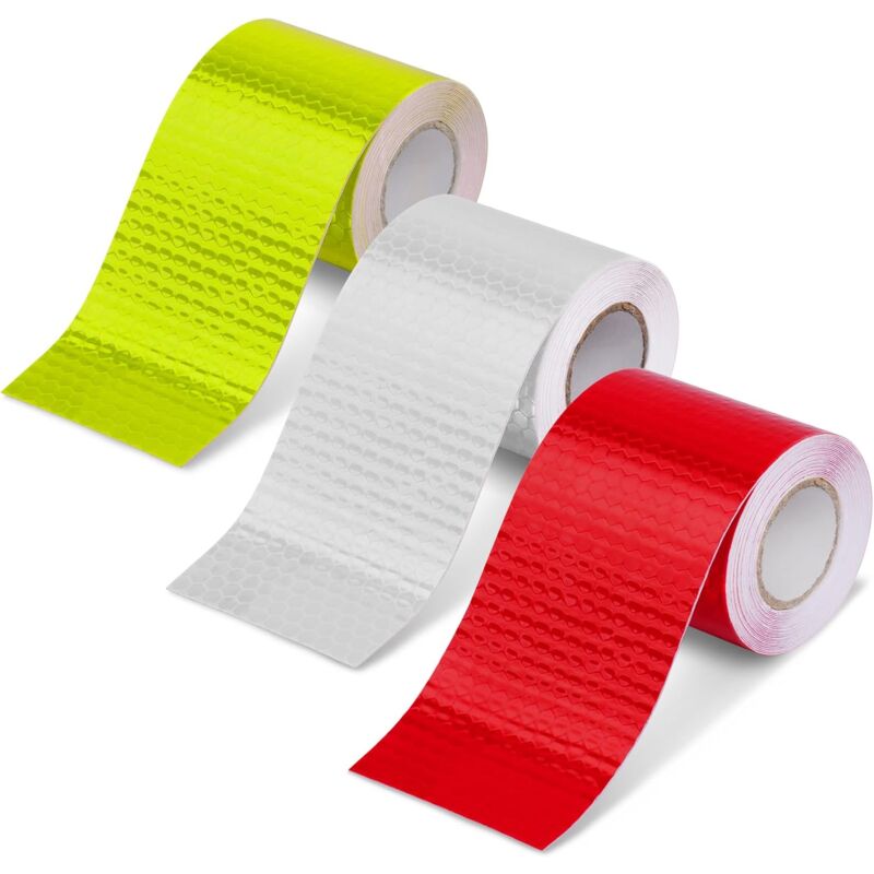 foto del prodotto sollbry nastro riflettente, 3 pezzi, 3 colori, 5 cm x 3 m, nastro riflettente ad alta intensit , rotolo di nastro di avvertimento di sicurezza per