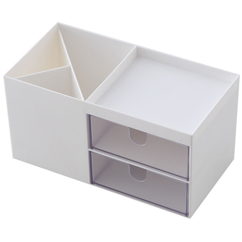 foto del prodotto sollbry organizer da scrivania con cassetto, portapenne, cassetti bianchi, organizer da ufficio, organizer da tavolo multifunzionale, bianco