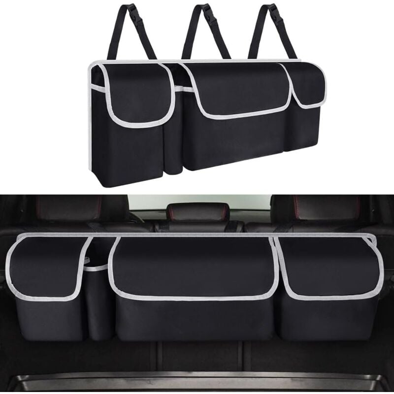 foto del prodotto sollbry organizer per bagagliaio auto, organizer impermeabile pieghevole per bagagliaio auto con 4 tasche, organizer multiuso per bagagliaio auto,