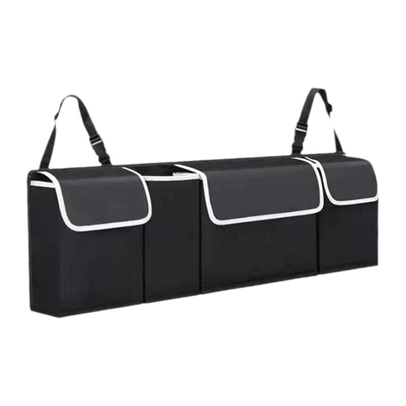 foto del prodotto sollbry organizer per bagagliaio auto, organizer per auto con 4 tasche e cinturino regolabile per auto suv mvp, organizer per bagagliaio auto in