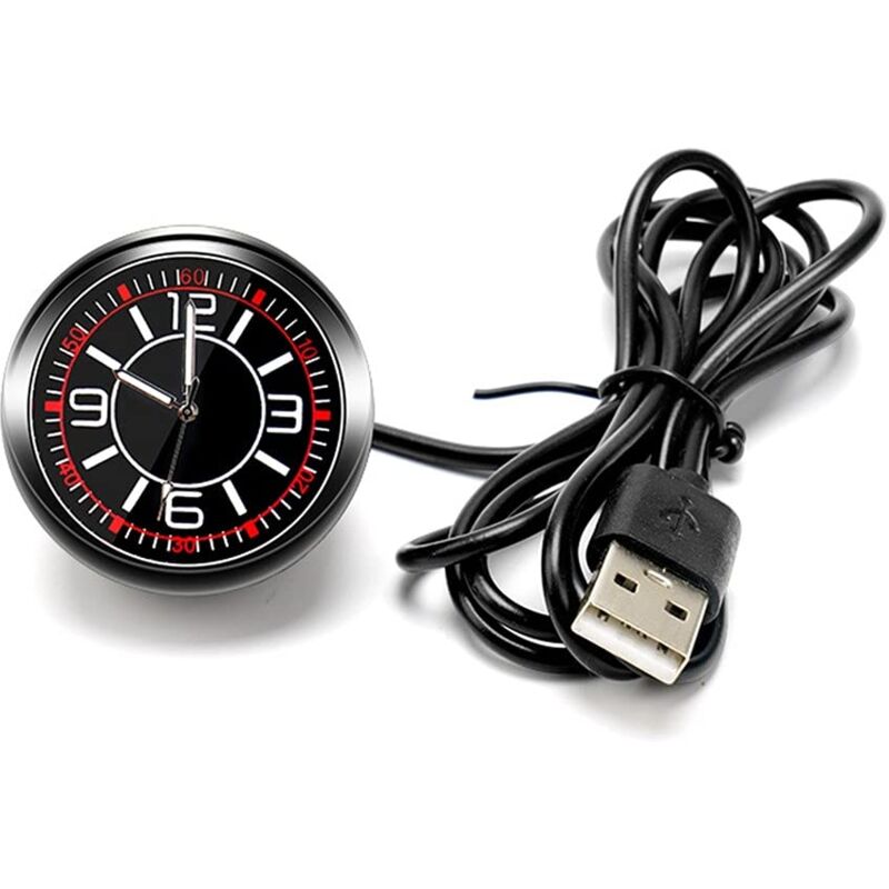 foto del prodotto sollbry orologio al quarzo elettronico luminoso, decorazione per auto, mini orologio decorativo per interni auto, presa usb