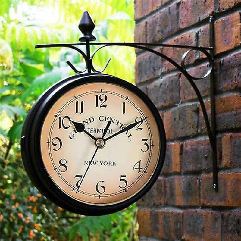 foto del prodotto sollbry orologio da parete bifacciale da giardino paddington station, montaggio esterno