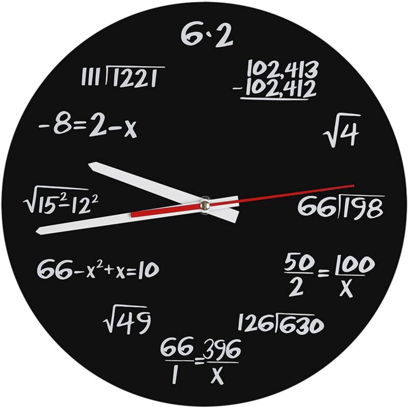 foto del prodotto sollbry orologio da parete matematico, orologio da 12 pollici con equazioni matematiche uniche e innovative, con semplici equazioni matematiche per