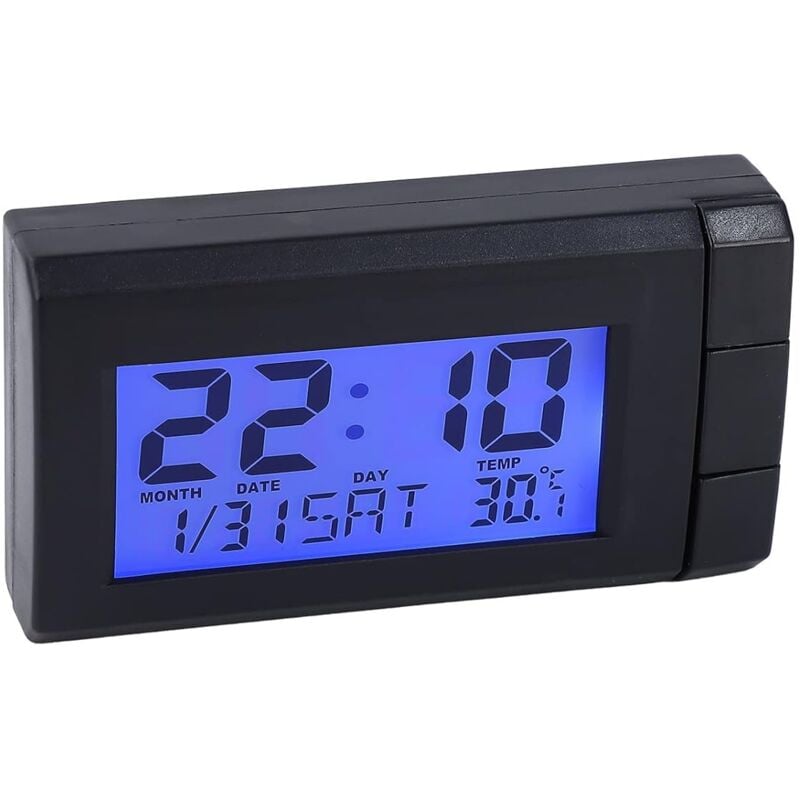 foto del prodotto sollbry orologio termometro per auto con retroilluminazione blu, orologio elettronico con display digitale lcd 2 in 1 per auto e data