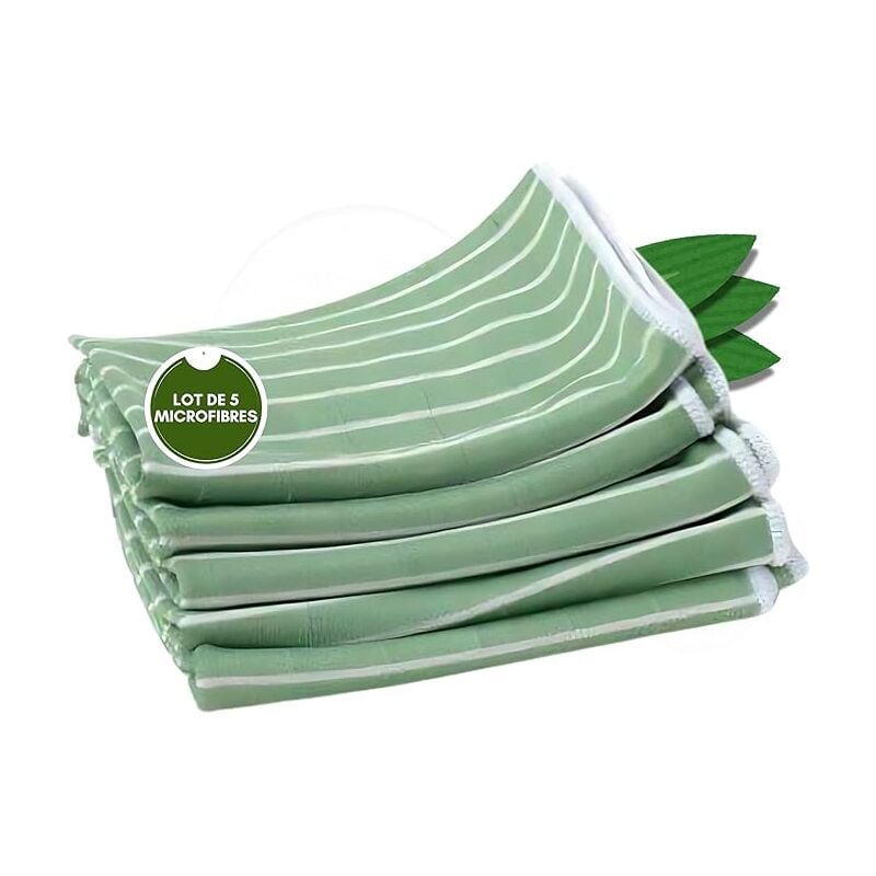 foto del prodotto sollbry panno di bamb pulizia vetri senza aloni, acciaio inox, cromo, specchi confezione da 5 microfibre dimensioni 50x40 cm colori verde