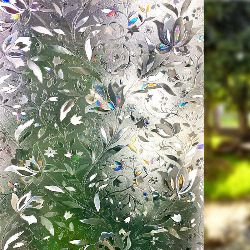 foto del prodotto sollbry pellicola per finestre, pellicola decorativa per la privacy, adesivo per vetrate colorate 3d, controllo del calore anti uv per la casa 45
