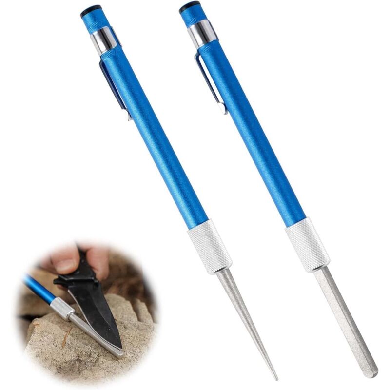 foto del prodotto sollbry penna per affilatura, 2 pezzi di coltelli per affilatura diamantati portatili, utilizzati per coltelli dentati, scalpelli, bastoncino per