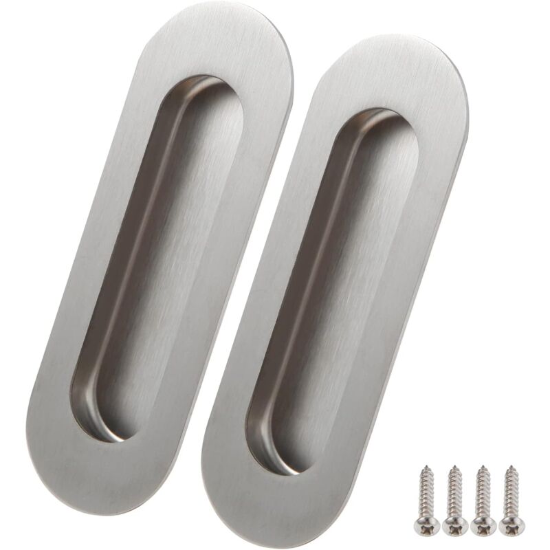foto del prodotto sollbry pezzi 304 maniglie per porte scorrevoli in acciaio inox spazzolato con viti maniglie per porte invisibili 120x40 mm maniglia ovale
