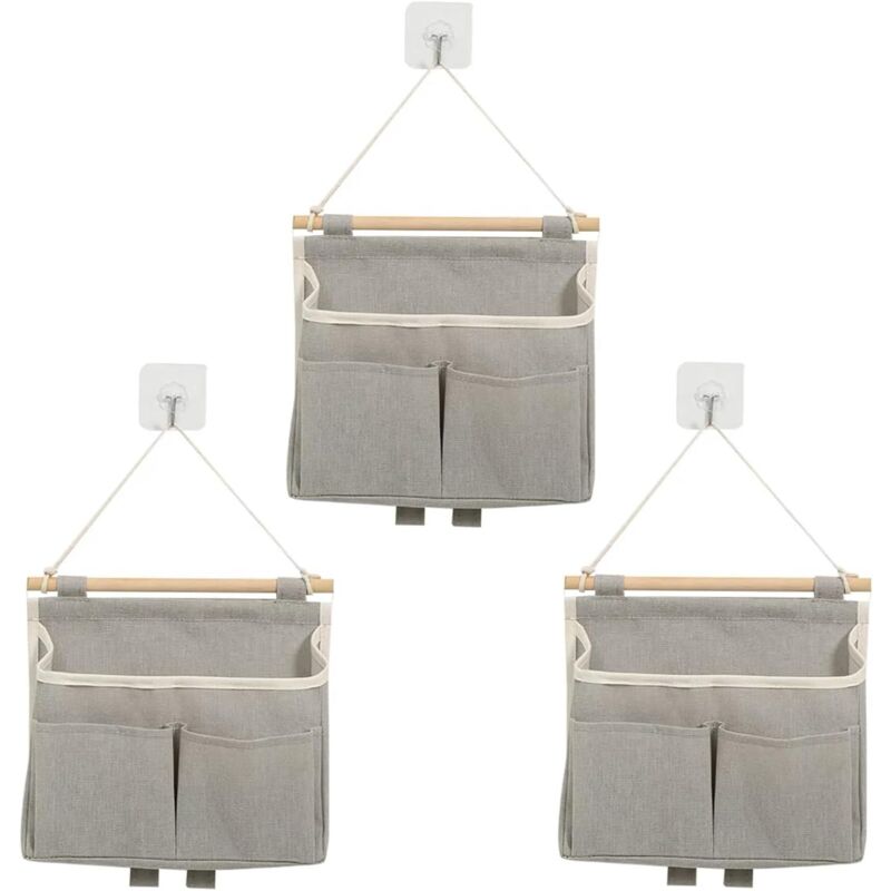 foto del prodotto sollbry pezzi borsa portaoggetti sospesa, borsa portaoggetti da parete con 3 tasche organizzatori sospesi con gancio adesivo grande capacit 