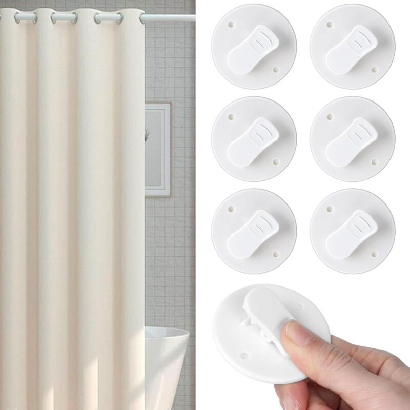 foto del prodotto sollbry pezzi clip paraspruzzi, clip per tende autoadesive, clip per tende da doccia autoadesive, clip per tende senza foratura per appendere la