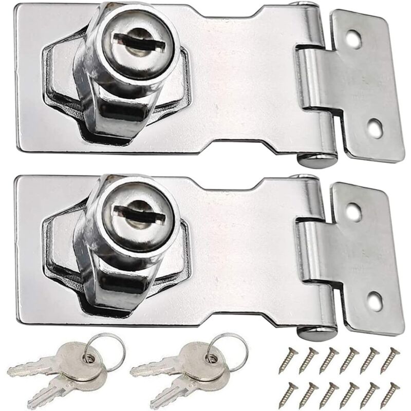 foto del prodotto sollbry pezzi di chiusura a gancio in acciaio inossidabile da 80 mm con lucchetto e chiave per bloccare porte di capannoni, armadi, scatole e