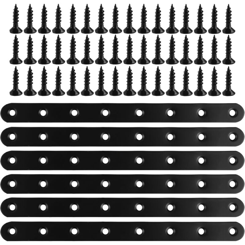 foto del prodotto sollbry pezzi di connettori piatti per piastre forate nere, supporto per piastra forata 244 x 20 x 3 mm, piastra di fissaggio in metallo, staffa di