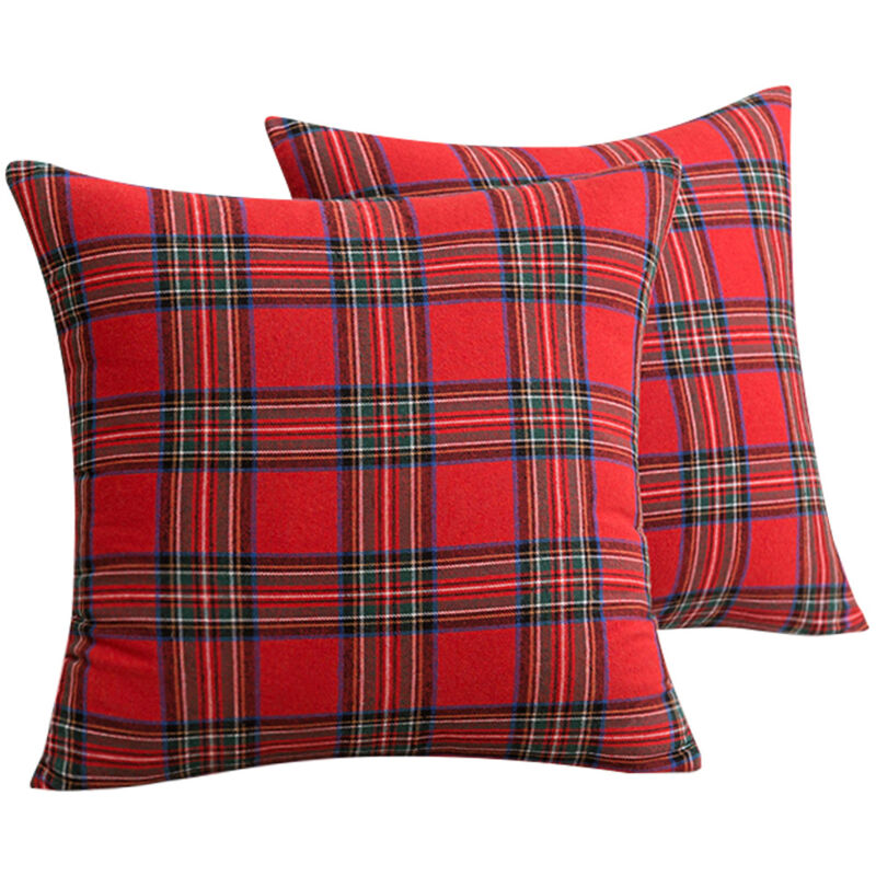foto del prodotto sollbry pezzi di copricuscini natalizi in tartan scozzese, per letto, divano, arredamento per la casa