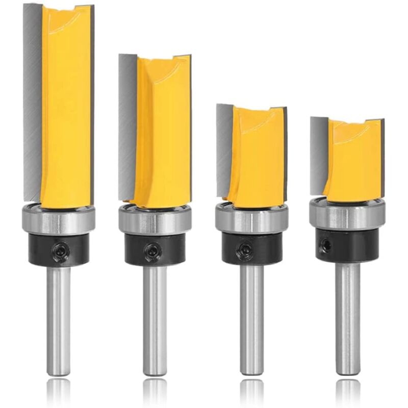 foto del prodotto sollbry pezzi di frese a copia con gambo da 8 mm, frese per rifilatura a filo dritto con cuscinetto, fresa a copia per lavorazione del legno, fresa