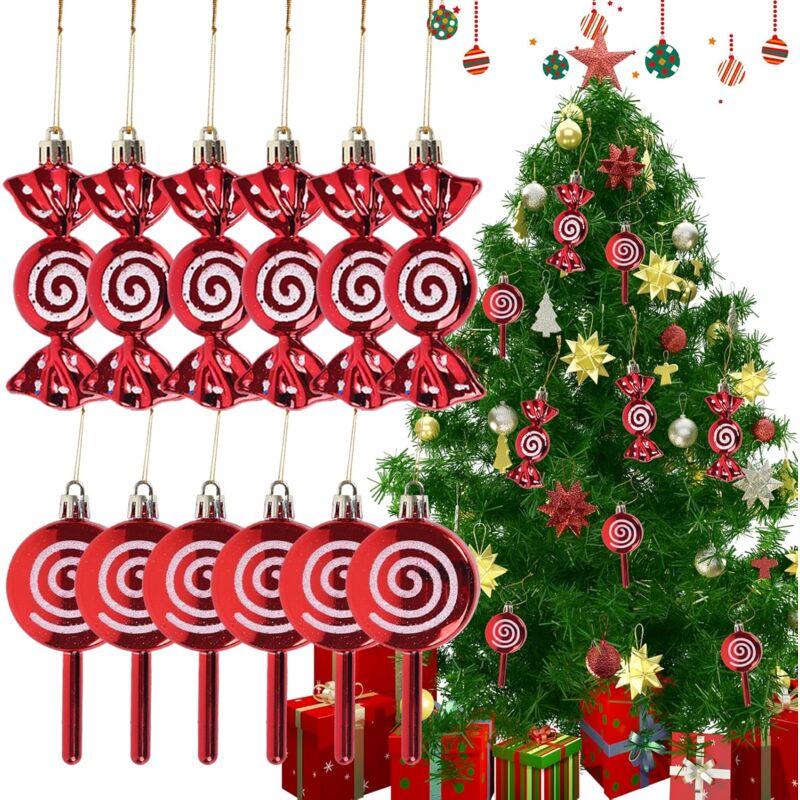 foto del prodotto sollbry pezzi di ornamenti natalizi a forma di lecca lecca con 6 pezzi di ornamenti natalizi a forma di caramella per albero di natale, set di
