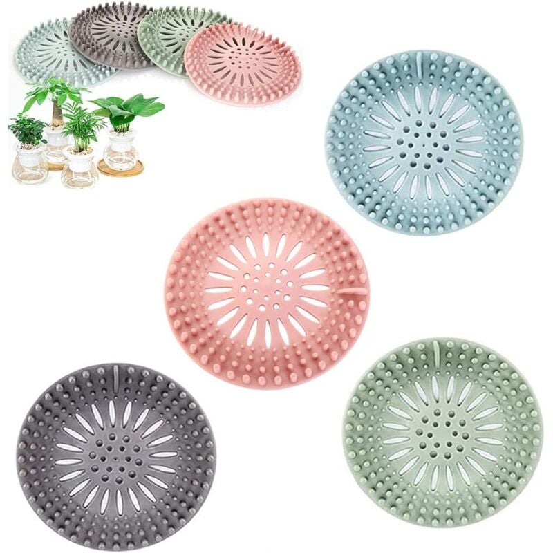 foto del prodotto sollbry pezzi filtro per capelli in silicone, filtro di protezione per fori di scarico, utilizzabile in bagno e cucina, bagno, facile da pulire