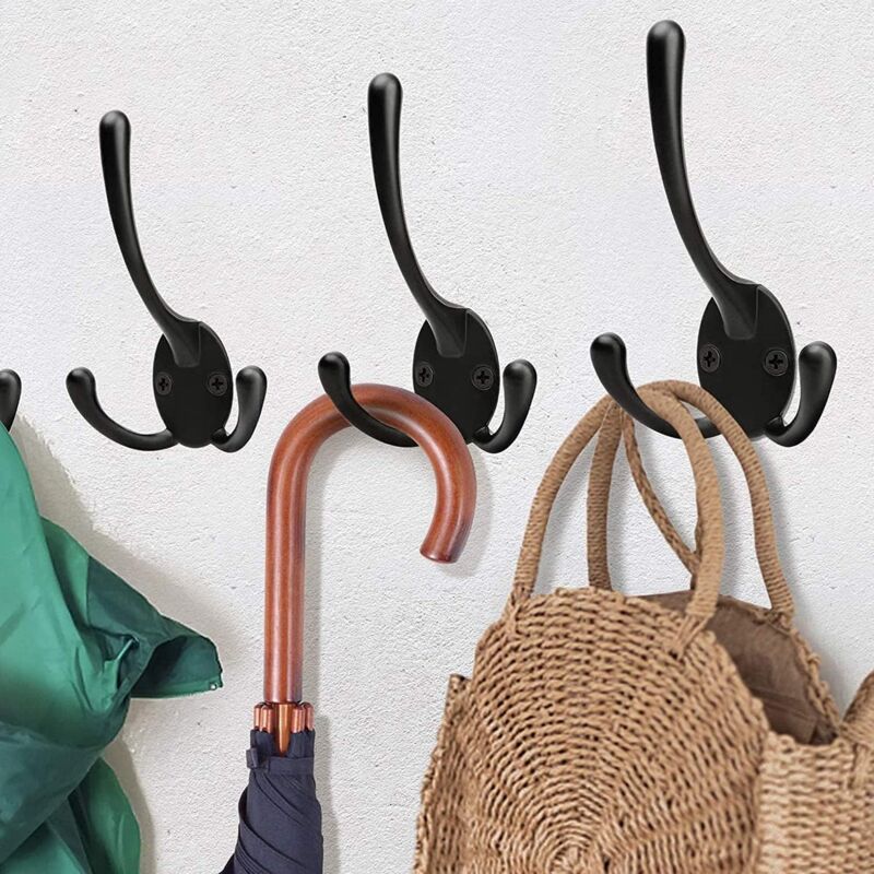 foto del prodotto sollbry pezzi ganci appendiabiti da parete ganci appendiabiti doppi retr per bagno cucina appendiabiti nero 