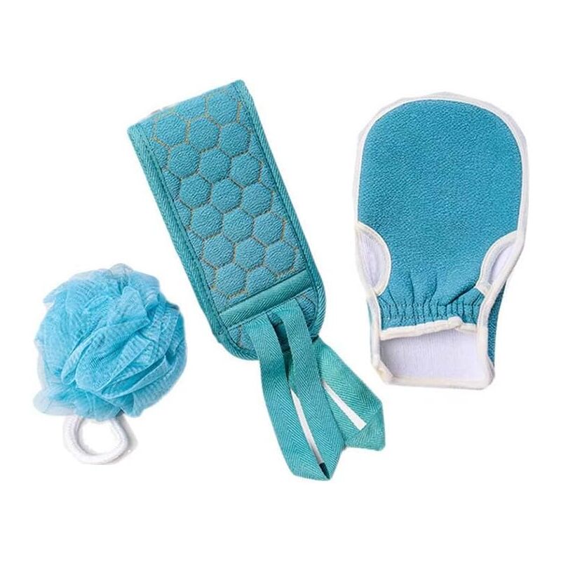 foto del prodotto sollbry pezzi guanti esfolianti per il corpo naturali per la pelle set di cinghie per scrubber posteriori spugna da bagno spazzola da bagno cinghie