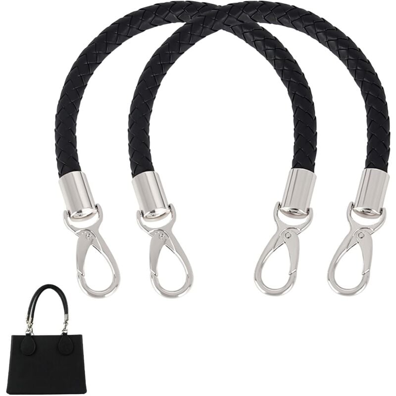 foto del prodotto sollbry pezzi manici per borsa in pelle, tracolla nera per borsa a tracolla in metallo, ganci girevoli, tracolla con manico in pelle, accessori fai