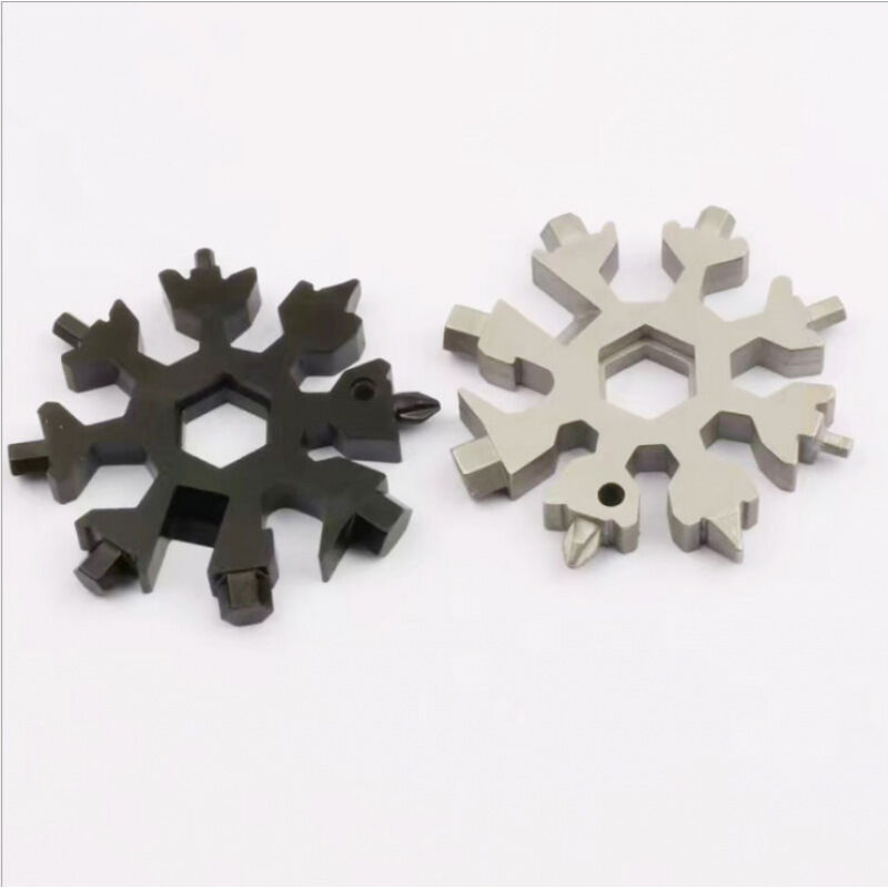 foto del prodotto sollbry pezzi multi utensile a forma di fiocco di neve, 18 in 1 portachiavi a forma di fiocco di neve, utensile portatile a forma di fiocco di