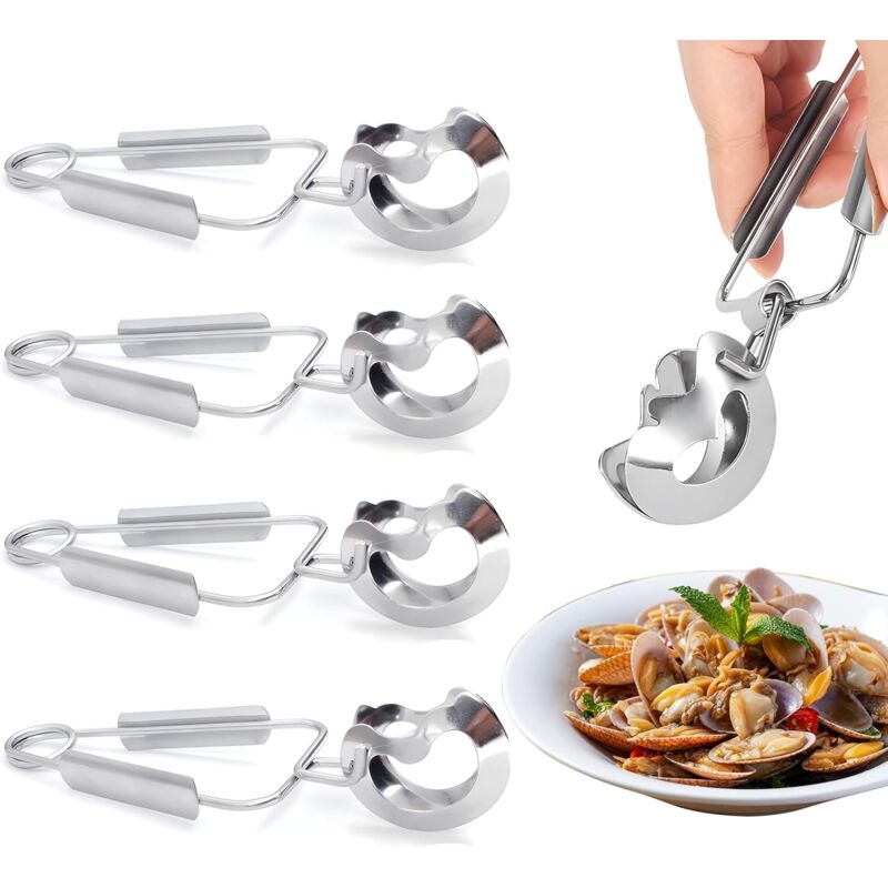 foto del prodotto sollbry pezzi pinze per lumache in acciaio inox, forchette per lumache, pinze da cucina, pinze da portata, mini pinze da cucina facili da pulire, per