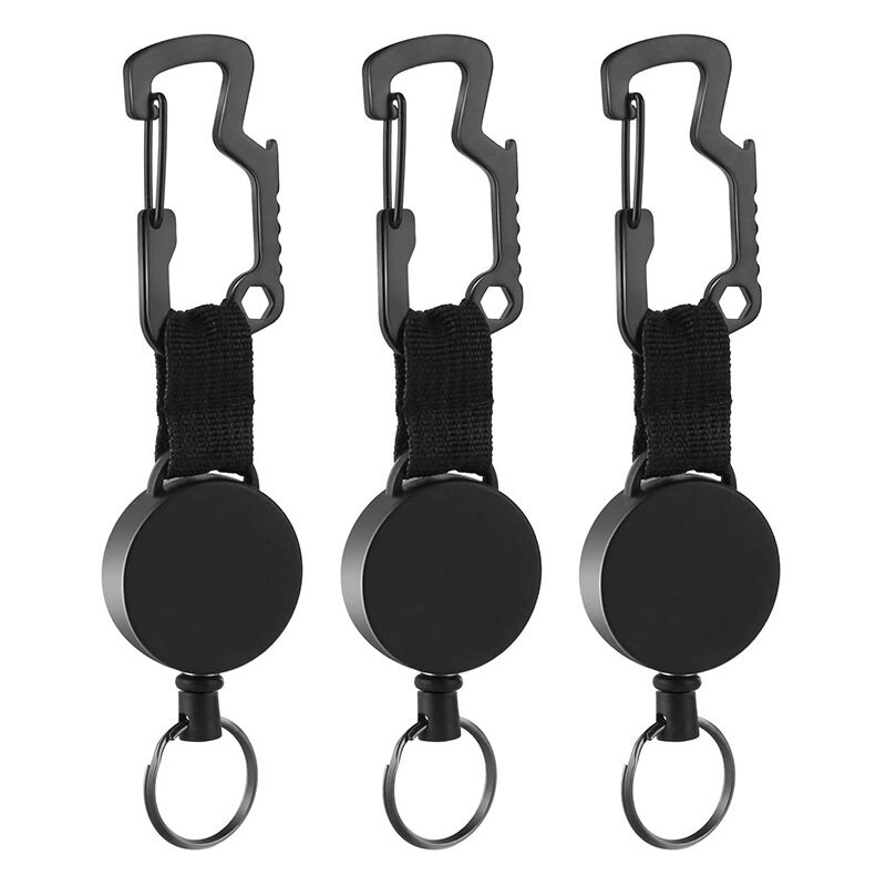 foto del prodotto sollbry pezzi portachiavi retrattile con bobina porta badge resistente con cavo in acciaio da 63,5 cm 25 pollici, nero d