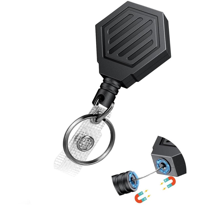 foto del prodotto sollbry pezzi portachiavi retrattile resistente con chiusura magnetica, porta badge retrattile, porta badge magnetico, bobina di cavo da 80 cm,